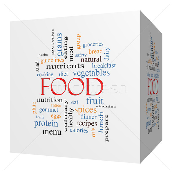 Alimentare 3D cubo word cloud frutta Foto d'archivio © mybaitshop