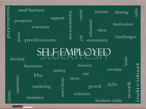 Self-Employed Word Cloud Concept on a Blackboard Stock photo © mybaitshop