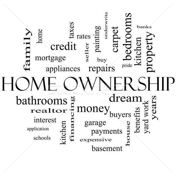 Home Ownership Word Cloud Concept in black and white Stock photo © mybaitshop