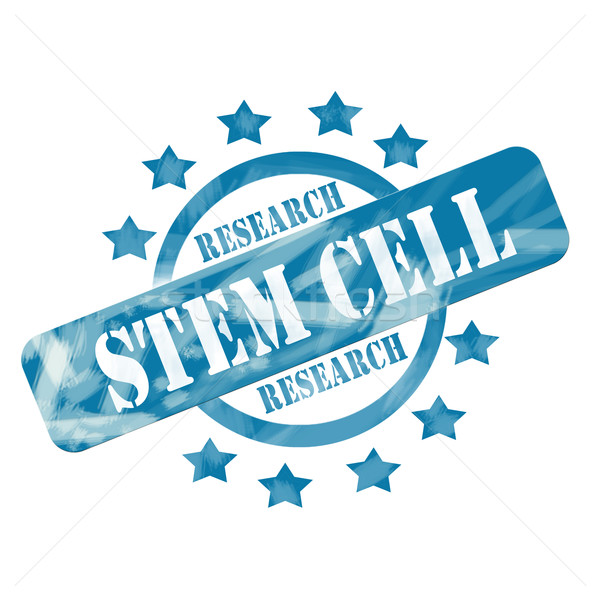 Blue Weathered Stem Cell Research Stamp Circle and Stars Design Stock photo © mybaitshop