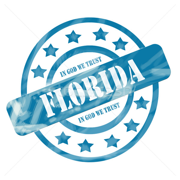 Blue Weathered Florida Stamp Circles and Stars Stock photo © mybaitshop