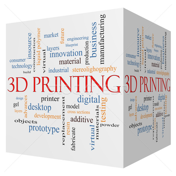 3D Printing 3D cube Word Cloud Concept Stock photo © mybaitshop