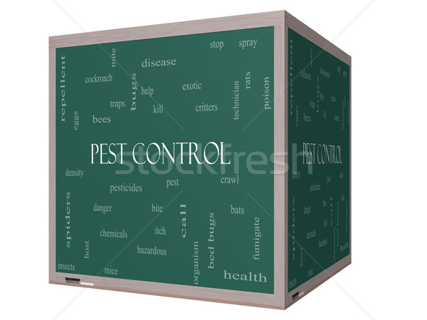 Pest Control Word Cloud Concept on a 3D cube Blackboard Stock photo © mybaitshop