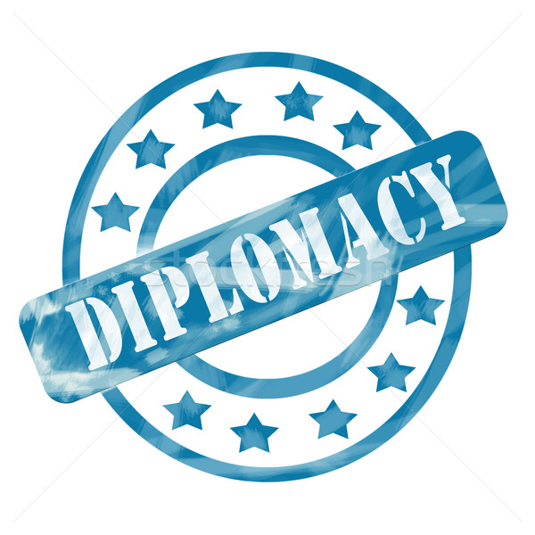 Mavi yıpranmış diplomasi damga circles Yıldız Stok fotoğraf © mybaitshop