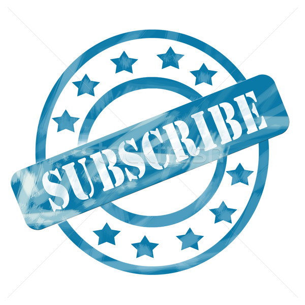 Blue Weathered Subscribe Stamp Circles and Stars Stock photo © mybaitshop