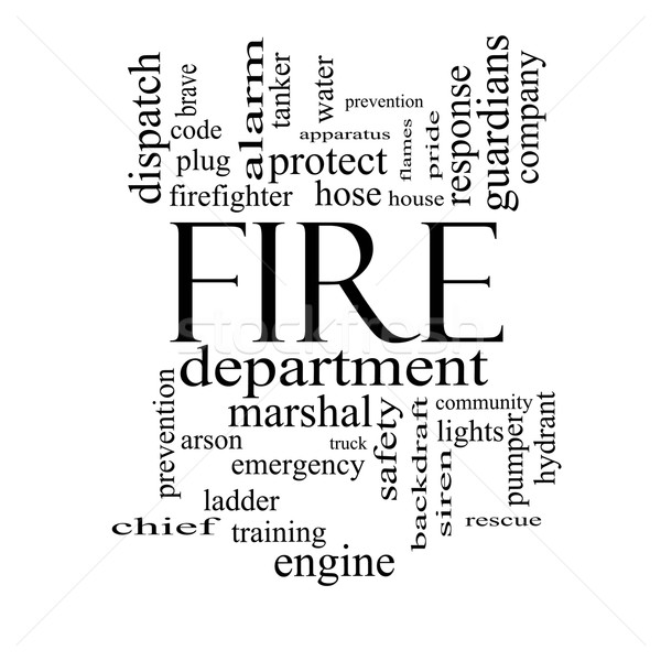 Fire Department Word Cloud Concept in black and white Stock photo © mybaitshop