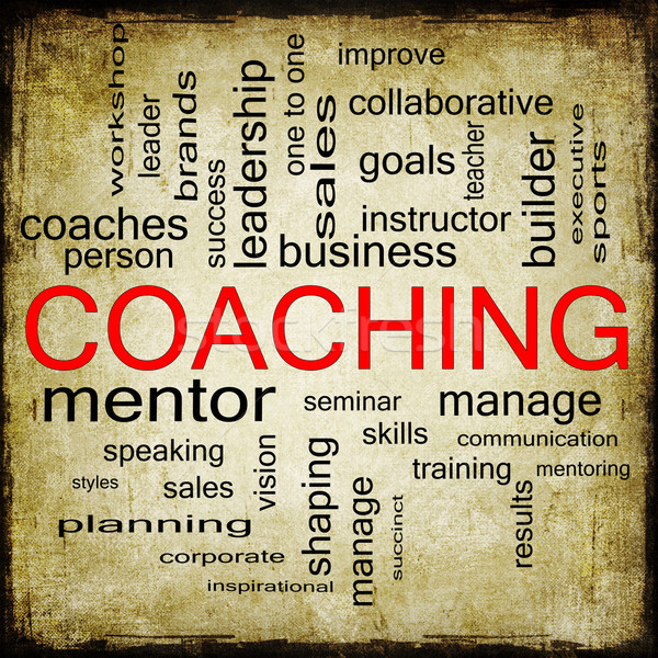 Grunge Coaching Wort-Wolke Mentor Seminar Sport Stock foto © mybaitshop