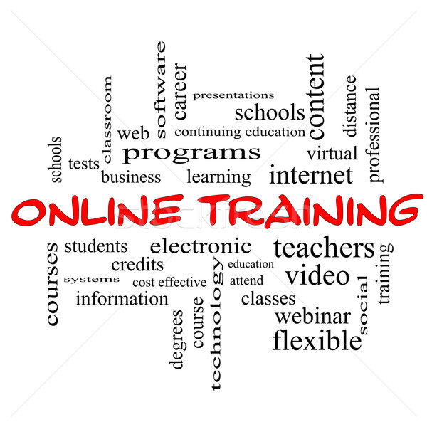 Online Training Word Cloud Concept in red caps Stock photo © mybaitshop