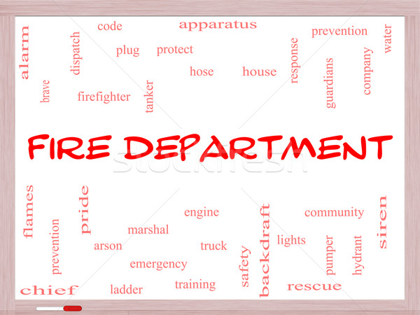 Fire Department Word Cloud Concept on a Whiteboard Stock photo © mybaitshop