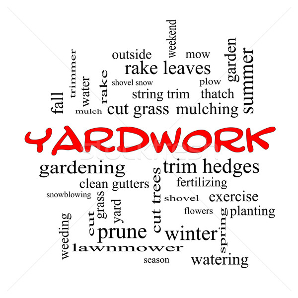 Yardwork Word Cloud Concept in red caps Stock photo © mybaitshop