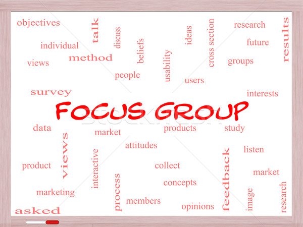 Focus Group Word Cloud Concept on a Whiteboard Stock photo © mybaitshop
