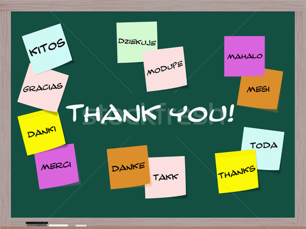 Stock photo: Thank you written on blackboard in different languages