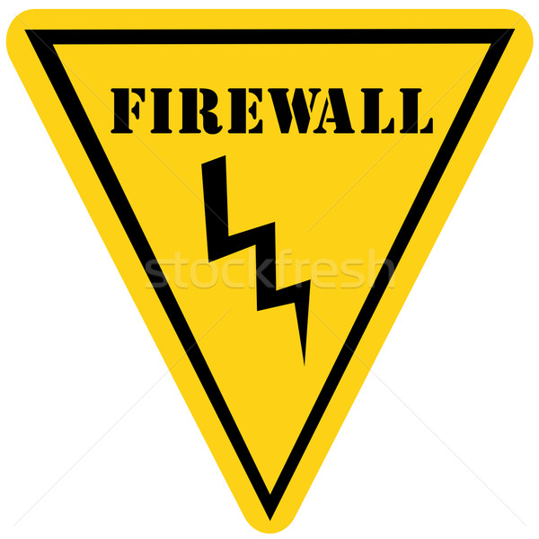 Foto stock: Firewall · triángulo · signo · amarillo · negro