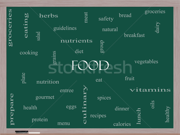 Alimentare word cloud lavagna frutta verdura Foto d'archivio © mybaitshop