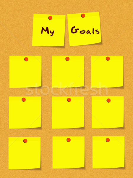 My Goals Yellow Sticky Notes on Bulletin Board Stock photo © mybaitshop