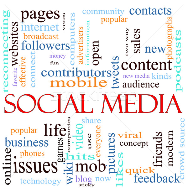 Social media woord illustratie rond woorden verschillend Stockfoto © mybaitshop