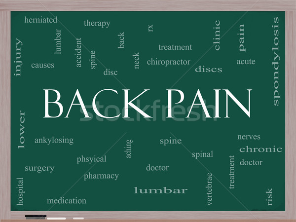 Back Pain Word Cloud Concept on a Blackboard Stock photo © mybaitshop