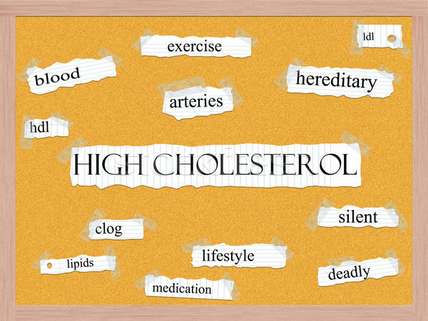Magas koleszterin szó nagyszerű vér testmozgás Stock fotó © mybaitshop