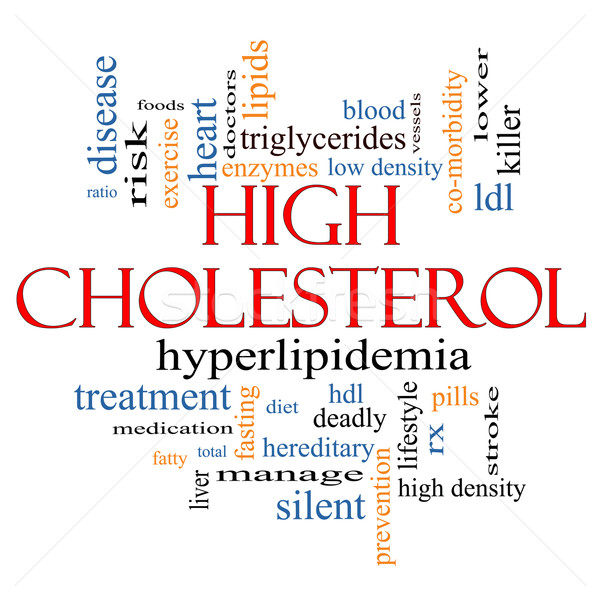 Groß Cholesterin Wort-Wolke groß Herz Ausübung Stock foto © mybaitshop