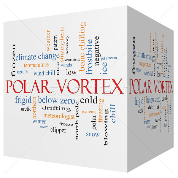 Polar vórtice 3D cubo nuvem da palavra Foto stock © mybaitshop