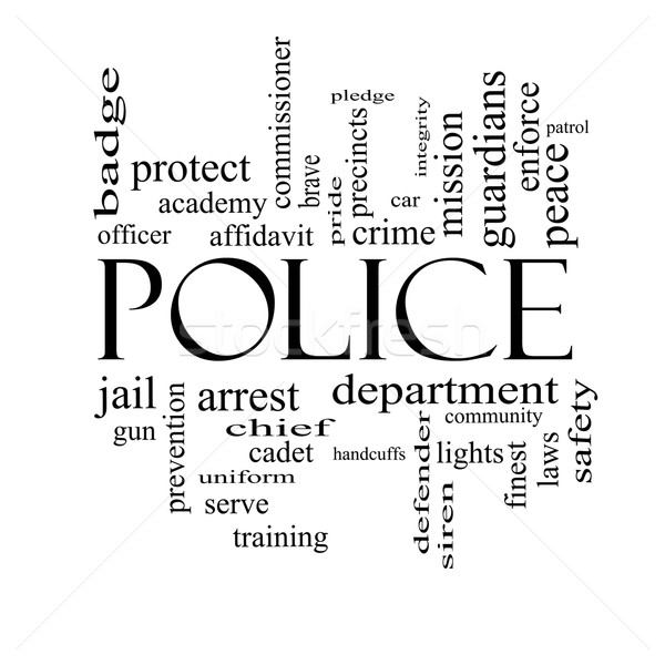 Police Word Cloud Concept in black and white Stock photo © mybaitshop