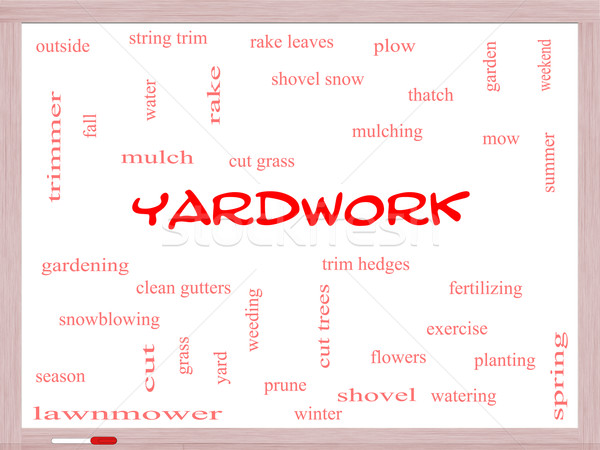 Yardwork Word Cloud Concept on a Whiteboard Stock photo © mybaitshop