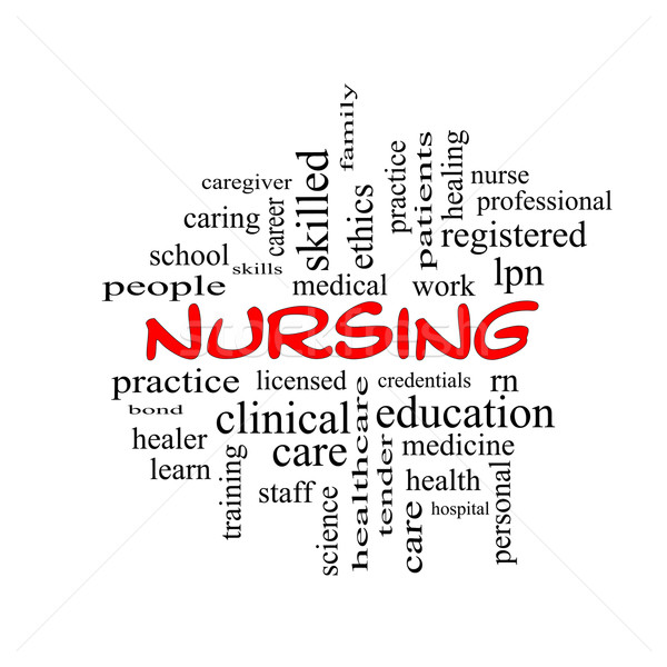 Nursing Word Cloud Concept in red caps Stock photo © mybaitshop