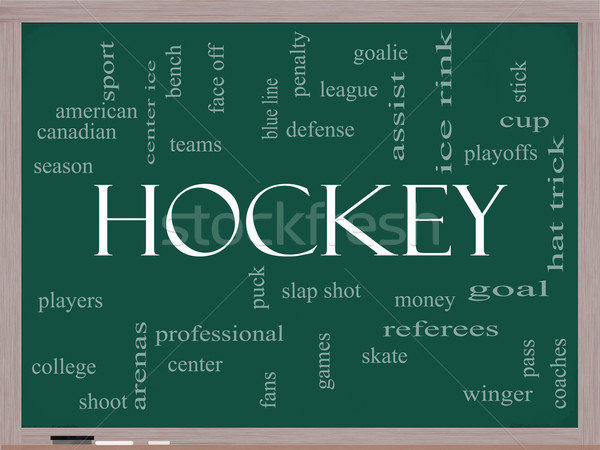 Hockey Word Cloud Concept on a Blackboard Stock photo © mybaitshop