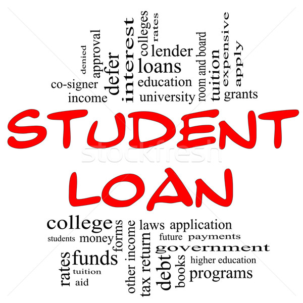 Estudante empréstimo nuvem da palavra vermelho preto cartas Foto stock © mybaitshop