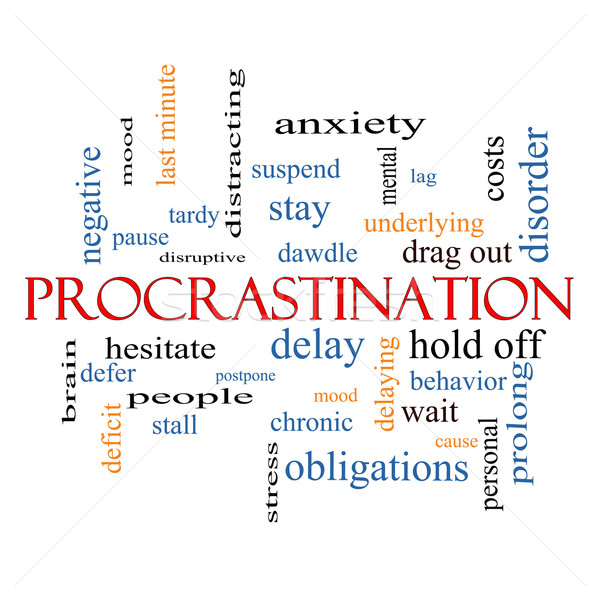Procrastinação nuvem da palavra ansiedade atrasar comportamento Foto stock © mybaitshop