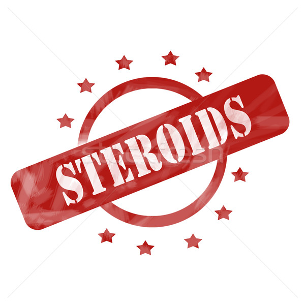 Red Weathered Steroids Stamp Circle and Stars design Stock photo © mybaitshop