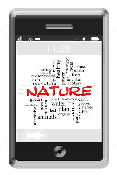 Nature Word Cloud Concept on a Touchscreen Phone Stock photo © mybaitshop