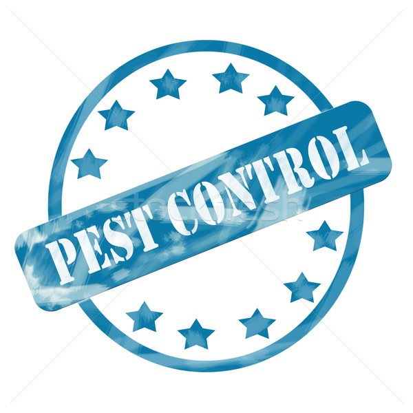 Blue Weathered Pest Control Stamp Circle and Stars Stock photo © mybaitshop