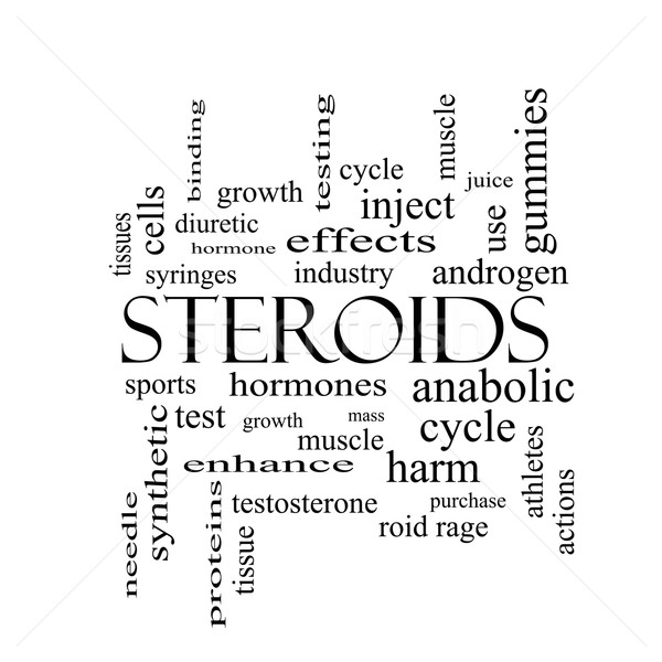 Steroids Word Cloud Concept in black and white Stock photo © mybaitshop