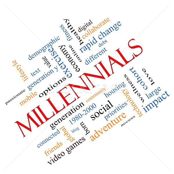 Millennials Word Cloud Concept angled Stock photo © mybaitshop