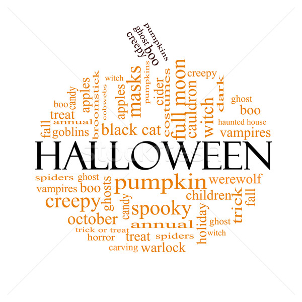 Halloween word cloud concept in Pumpkin Shape Stock photo © mybaitshop