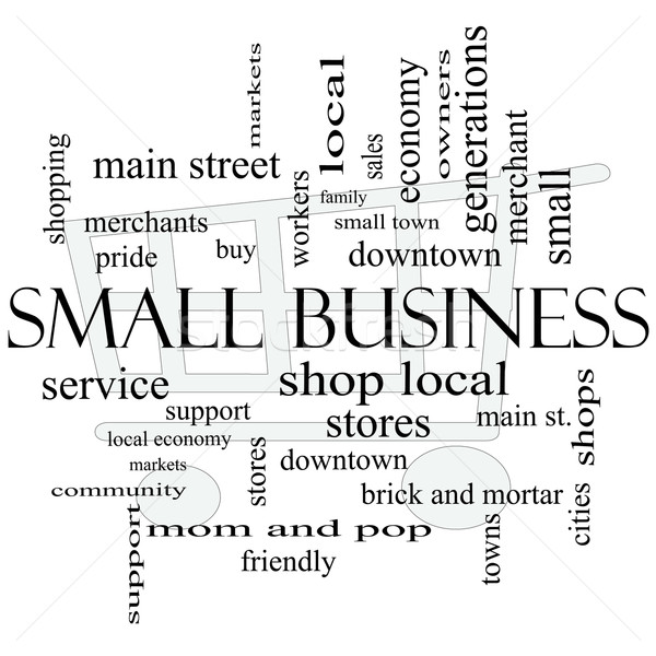 Small Business Word Cloud Concept with Shopping Cart Stock photo © mybaitshop
