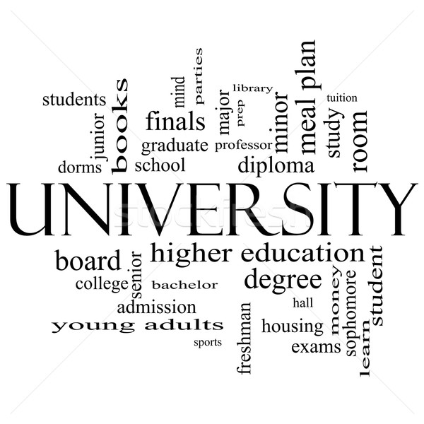 University Word Cloud Concept in black and white Stock photo © mybaitshop