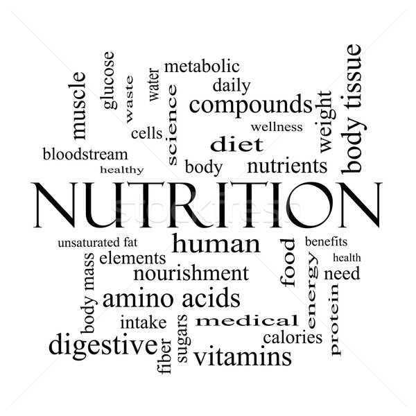 Nutrition Word Cloud Concept in black and white Stock photo © mybaitshop