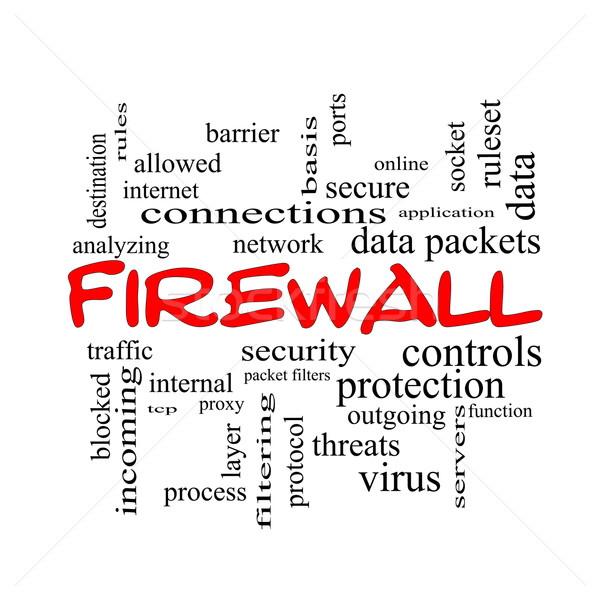 Firewall Word Cloud Concept in red caps Stock photo © mybaitshop