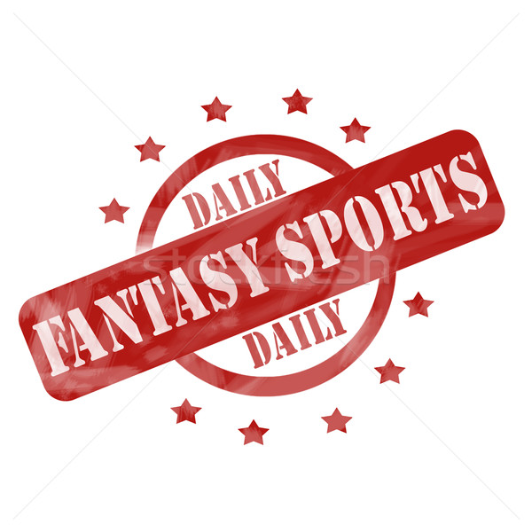 Red Weathered Daily Fantasy Sports Stamp Circle and Stars design Stock photo © mybaitshop