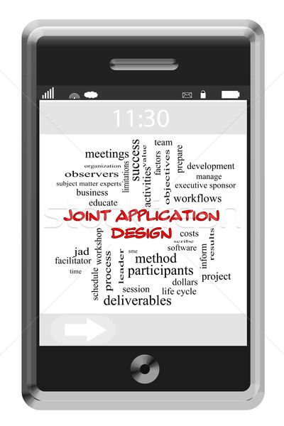 Joint Application Design Word Cloud on Touchscreen phone Stock photo © mybaitshop