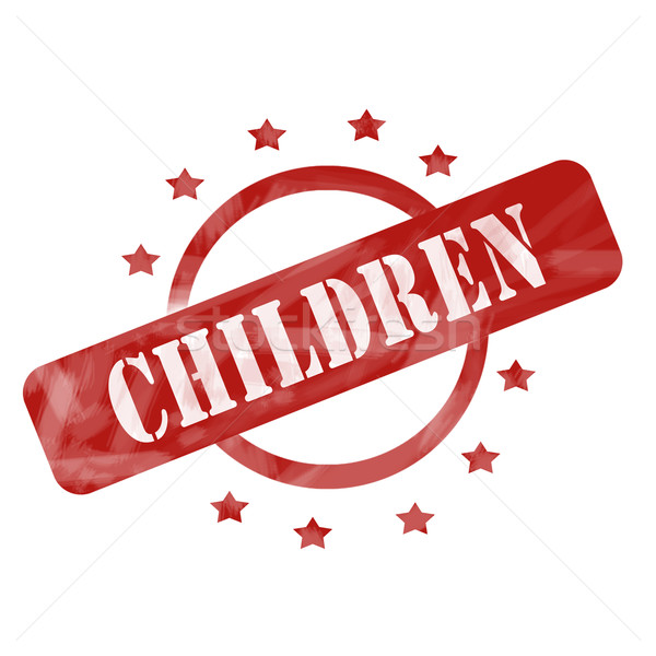 Stock photo: Red Weathered Children Stamp Circle and Stars design