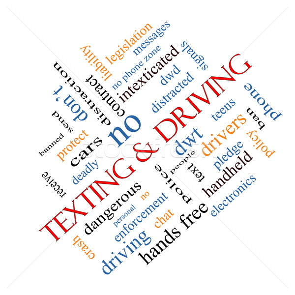 Texting and Driving Word Cloud Concept Angled Stock photo © mybaitshop