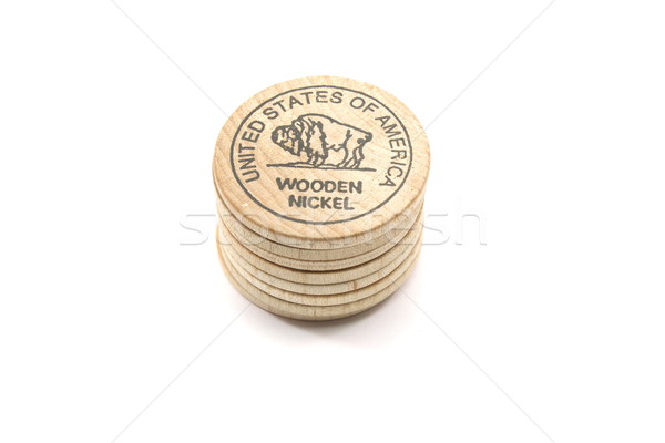 Stack of Wooden Buffalo Nickels Stock photo © mybaitshop