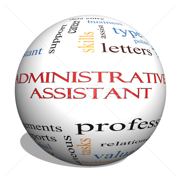 Administratief assistent 3D bol woordwolk groot Stockfoto © mybaitshop