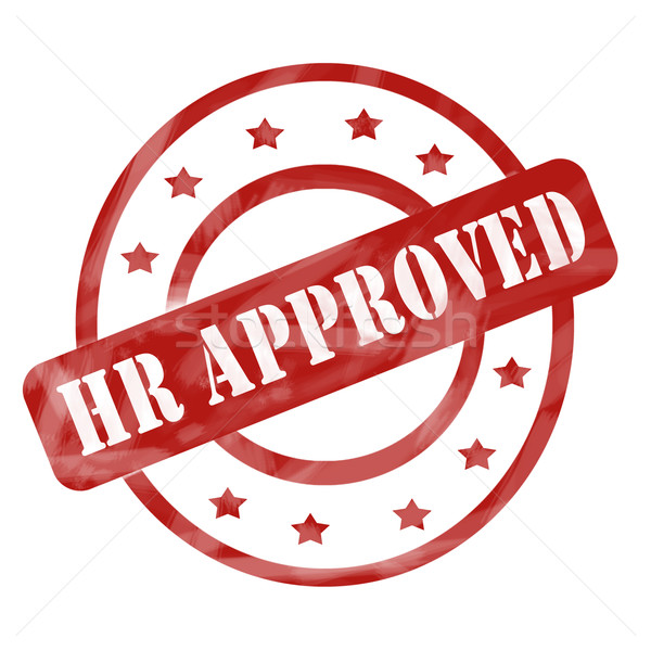 Stock photo: Red Weathered HR Approved Stamp Circles and Stars