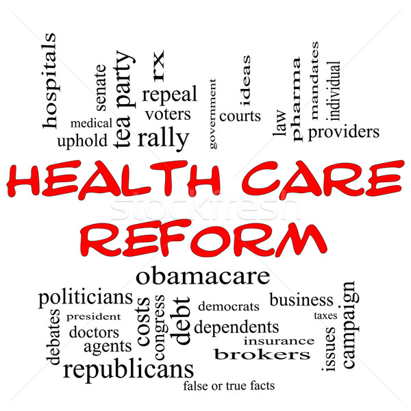 Health Care Reform Word Cloud Concept in Red Caps Stock photo © mybaitshop