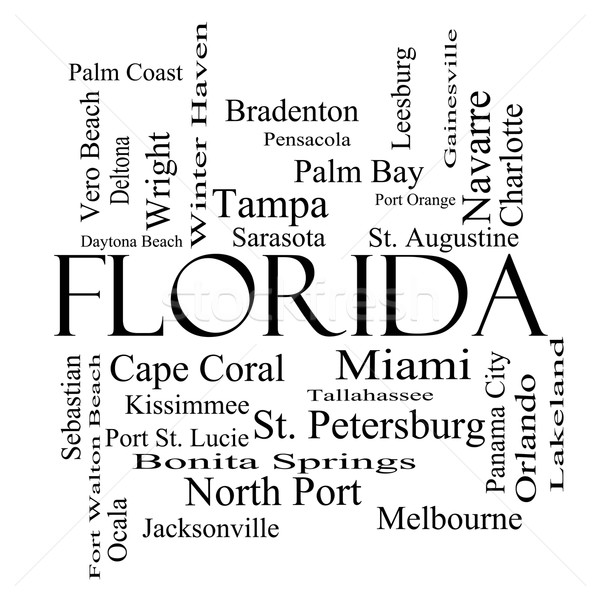 Florida State Word Cloud Concept in black and white Stock photo © mybaitshop