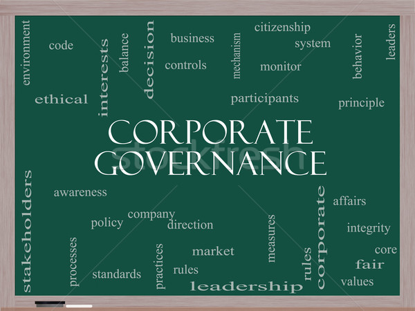 Corporate Governance Word Cloud Concept on a Blackboard Stock photo © mybaitshop